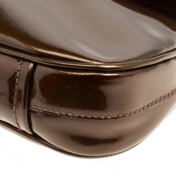 Pre Owned Prada Olive Green Patent Leather Shoulder Bag