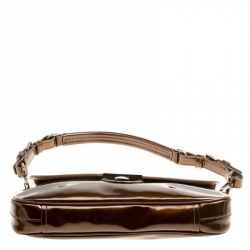 Pre Owned Prada Olive Green Patent Leather Shoulder Bag