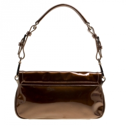 Pre Owned Prada Olive Green Patent Leather Shoulder Bag