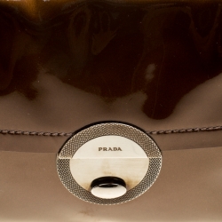Pre Owned Prada Olive Green Patent Leather Shoulder Bag