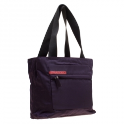 Pre Owned Prada Purple Nylon Tote