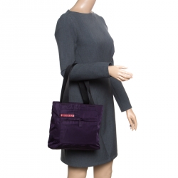 Pre Owned Prada Purple Nylon Tote