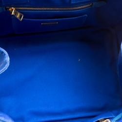 Pre Owned Prada Blue Printed Canapa Canvas Tote 