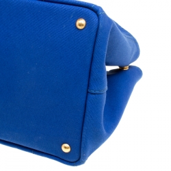 Pre Owned Prada Blue Printed Canapa Canvas Tote 