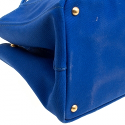 Pre Owned Prada Blue Printed Canapa Canvas Tote 