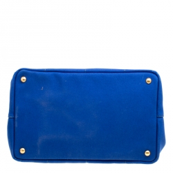 Pre Owned Prada Blue Printed Canapa Canvas Tote 