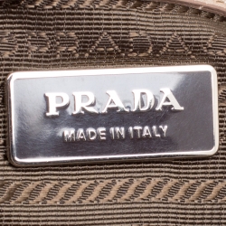 Pre Owned Prada Metallic Beige Leather Gaufre Chain Shoulder Bag