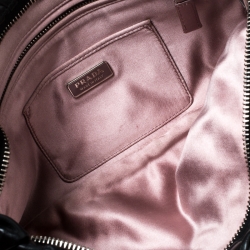 Pre Owned Prada Black Royal Calf Pleated Leather Pochette Clutch