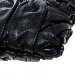 Pre Owned Prada Black Royal Calf Pleated Leather Pochette Clutch