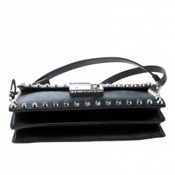 Pre Owned Prada Black Leather Studded Shoulder Bag