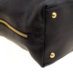 Pre Owned Prada Black Vitello Daino Leather Hobo