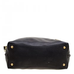 Pre Owned Prada Black Vitello Daino Leather Hobo