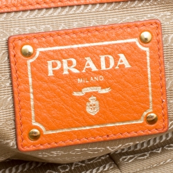 Pre Owned Prada Orange Leather Bauletto Bag