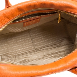 Pre Owned Prada Orange Leather Bauletto Bag