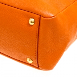 Pre Owned Prada Orange Leather Bauletto Bag
