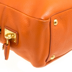 Pre Owned Prada Orange Leather Bauletto Bag