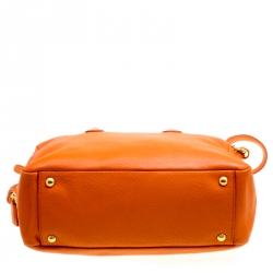 Pre Owned Prada Orange Leather Bauletto Bag