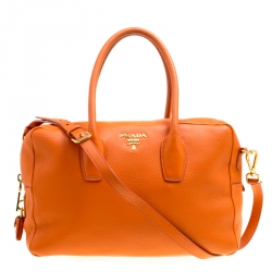 Prada Orange Leather Bauletto Bag Prada