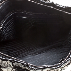 Pre Owned Prada Black Gaufre Patent Leather Tote