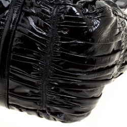 Pre Owned Prada Black Gaufre Patent Leather Tote