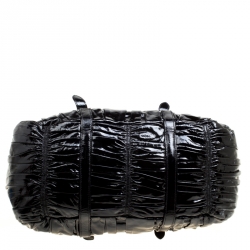 Pre Owned Prada Black Gaufre Patent Leather Tote