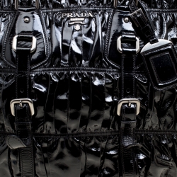 Pre Owned Prada Black Gaufre Patent Leather Tote