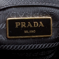 Pre Owned Prada Black Saffiano Lux Leather Executive Double Zip Tote
