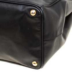 Pre Owned Prada Black Saffiano Lux Leather Executive Double Zip Tote