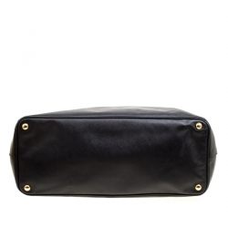 Pre Owned Prada Black Saffiano Lux Leather Executive Double Zip Tote