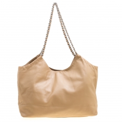 Pre Owned Prada Beige Leather Chain Tote