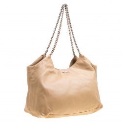 Pre Owned Prada Beige Leather Chain Tote