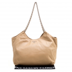 Pre Owned Prada Beige Leather Chain Tote