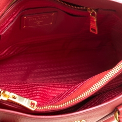 Pre Owned Prada Red Vitello Daino Leather Top Handle Bag