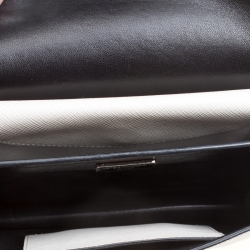Pre Owned Prada Off White Saffiano Leather Mini Sound Crossbody Bag
