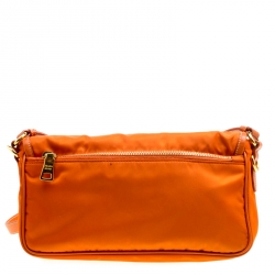 Pre Owned Prada Orange Nylon Crossbody Bag