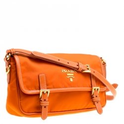 Pre Owned Prada Orange Nylon Crossbody Bag