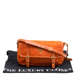 Pre Owned Prada Orange Nylon Crossbody Bag