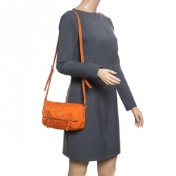 Pre Owned Prada Orange Nylon Crossbody Bag