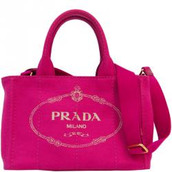 Pre Owned Prada Fuchsia Canvas Small Tote