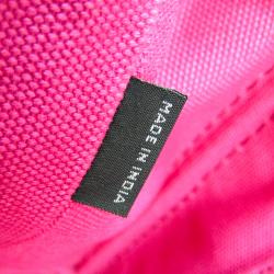 Pre Owned Prada Fuchsia Canvas Small Tote