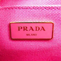 Pre Owned Prada Fuchsia Canvas Small Tote