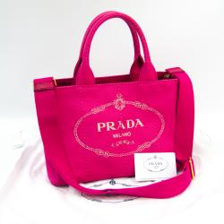 Pre Owned Prada Fuchsia Canvas Small Tote