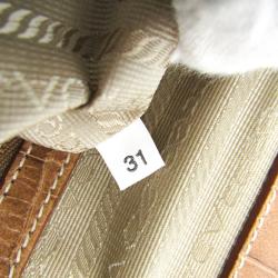 Pre Owned Prada Brown Croc Embossed Leather Satchel Bag