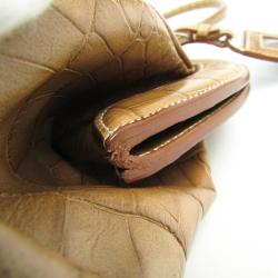 Pre Owned Prada Brown Croc Embossed Leather Satchel Bag