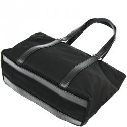 Pre Owned Prada Black Tessuto Nylon and Saffiano Leather Tote