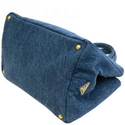 Pre Owned Prada Blue Denim Tote