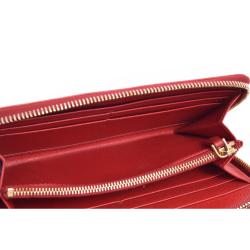 Pre Owned Prada Red Saffiano Leather Zip Around Wallet