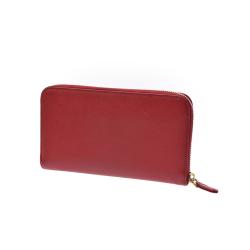 Pre Owned Prada Red Saffiano Leather Zip Around Wallet