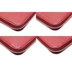 Pre Owned Prada Red Saffiano Leather Zip Around Wallet