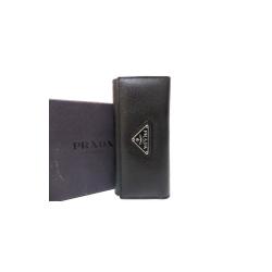 Pre Owned Prada Black Saffiano Leather Key Case Holder
